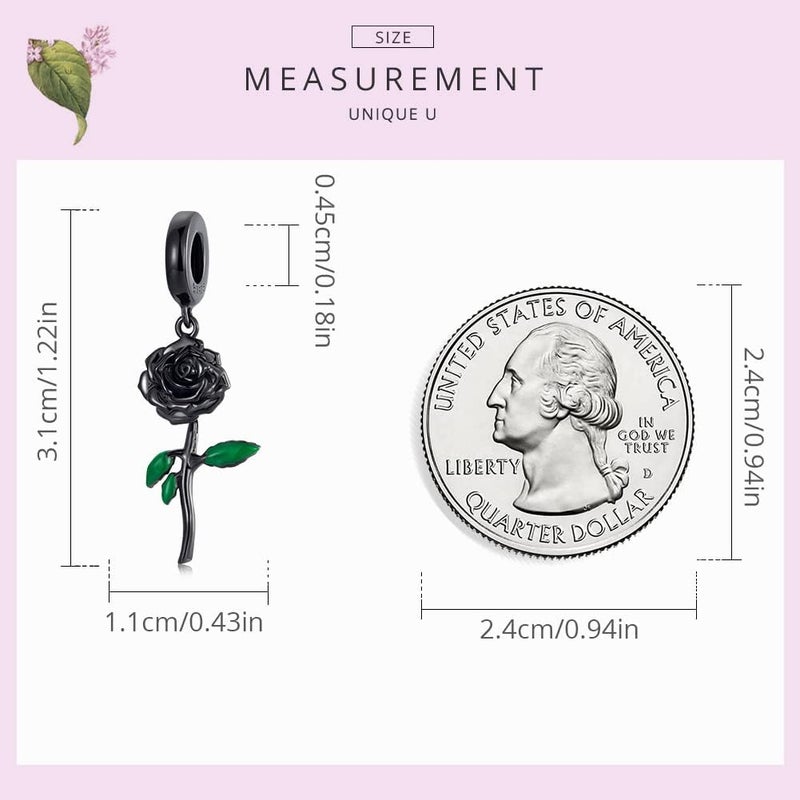BABAMIA Store Rose Charm Heart Charms for Bracelets 925 Sterling Silver Bead Charm Fits Bracelets and Necklaces Paved with Cubic Zirconia Animal Skull Charm Dainty Halloween Charms Jewelry for Women Girls - Image 4